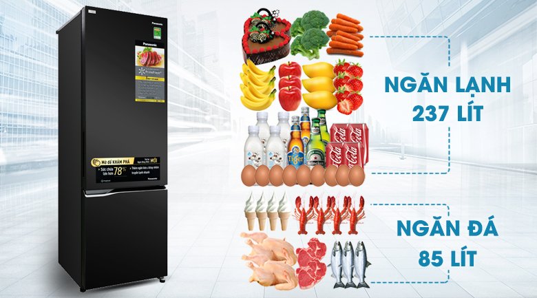 tủ lạnh panasonic inverter 322 lít nr-bc360qkvn