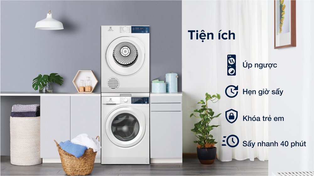 máy sấy thông hơi electrolux 7.5 kg edv754h3wb