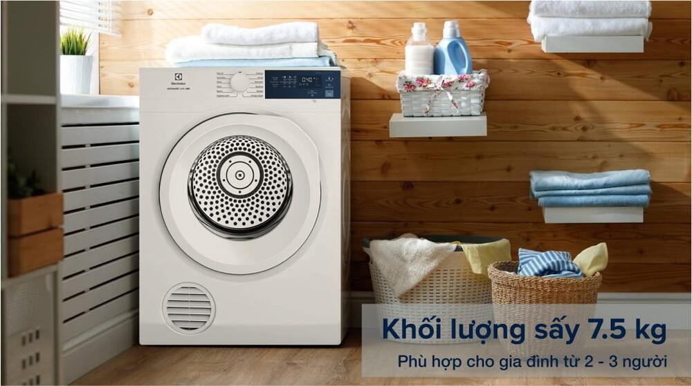 máy sấy thông hơi electrolux 7.5 kg edv754h3wb