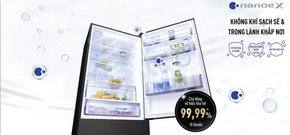 dòng tủ lạnh nr-bx471xgkv hai cánh mặt kính, ngăn đá dưới