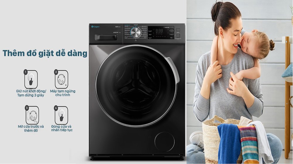máy giặt casper inverter 8.5 kg wf-85i140bgb