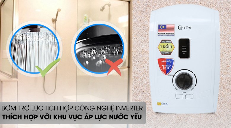 máy nước nóng trực tiếp centon 4500w gd600esp fl emc