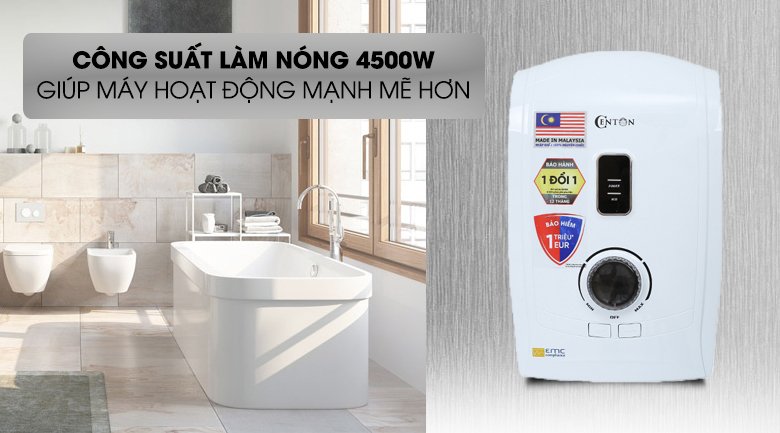 máy nước nóng trực tiếp centon 4500w gd600esp fl emc
