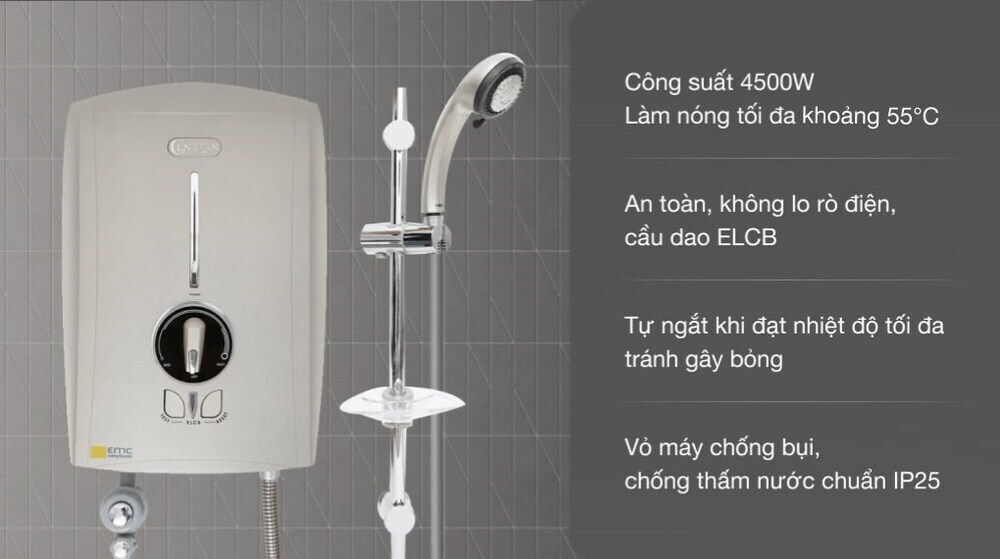 máy nước nóng trực tiếp centon 4500w gd600e