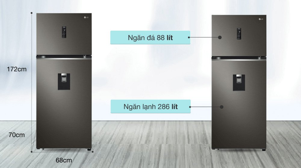 tủ lạnh lg inverter 374 lít gn-d372bla