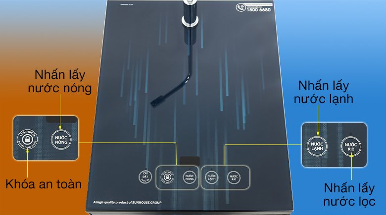máy lọc nước ro nóng nguội lạnh sunhouse sha76214ck-s 9 lõi