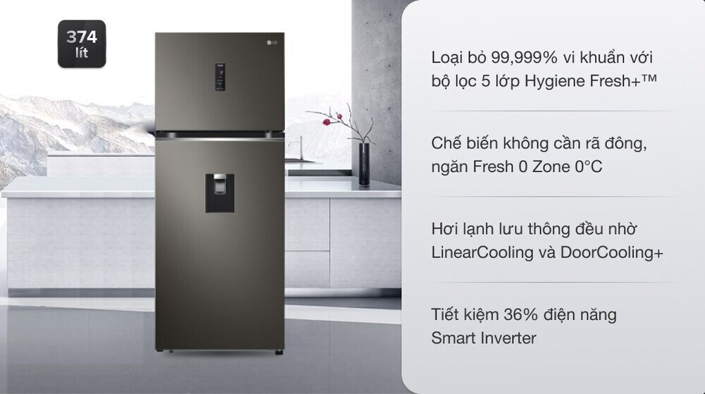 tủ lạnh lg inverter 374 lít gn-d372bla