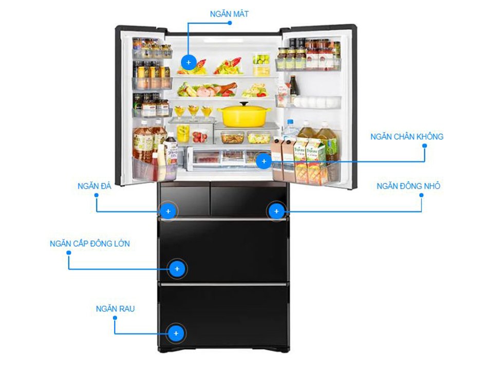 tủ lạnh hitachi inverter 615 lít r-wx620kv (xk)