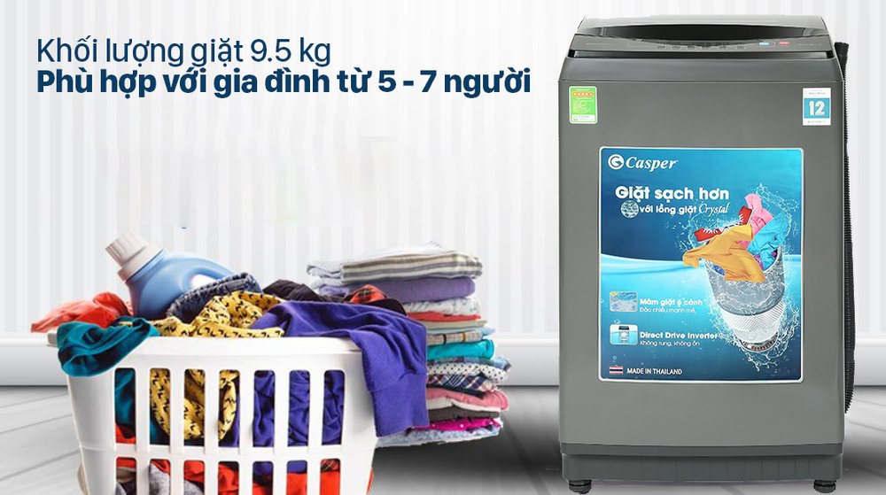 máy giặt casper wt-95i68dga inverter 9.5kg