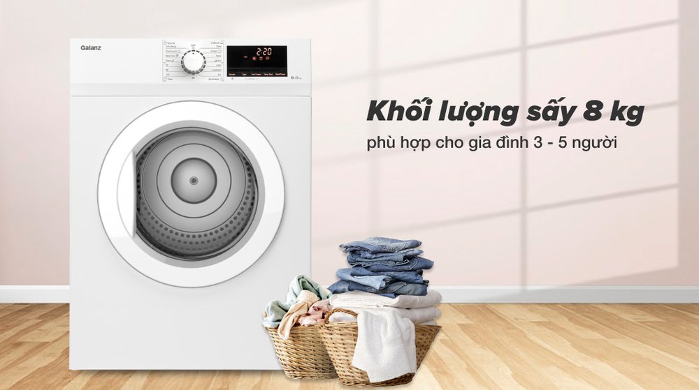 máy sấy thông hơi galanz 8 kg dv-80t5c(w)