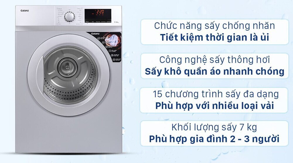 máy sấy thông hơi galanz 7 kg dv-70t5c(s)