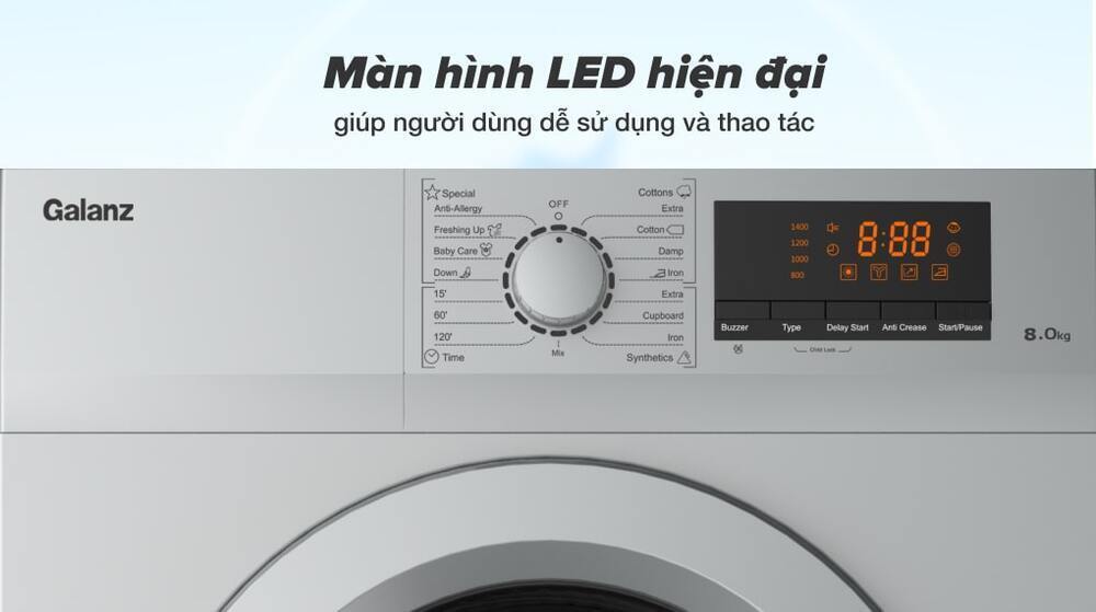 máy sấy thông hơi galanz 8 kg dv-80t5c(s)