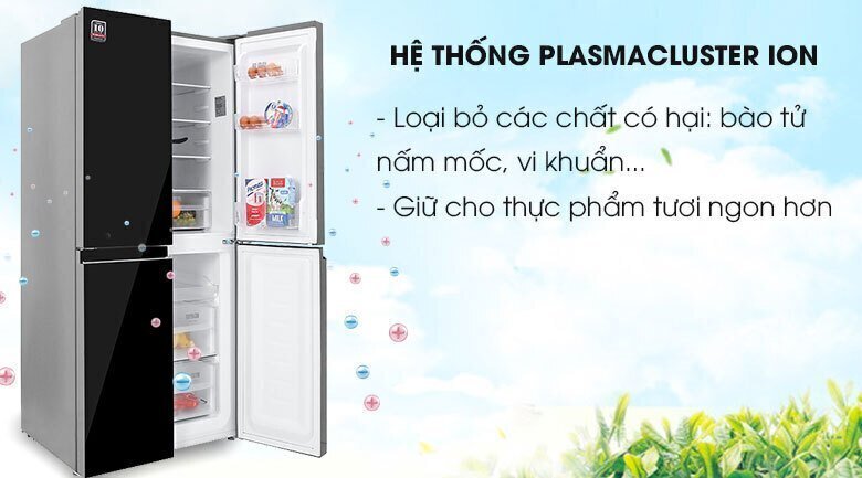 tủ lạnh sharp inverter 404 lít 4 cửa sj-fx420vg-ch (màu vàng)