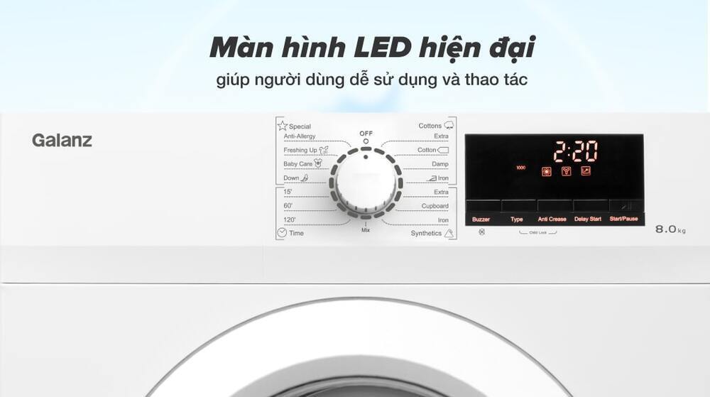 máy sấy thông hơi galanz 8 kg dv-80t5c(w)