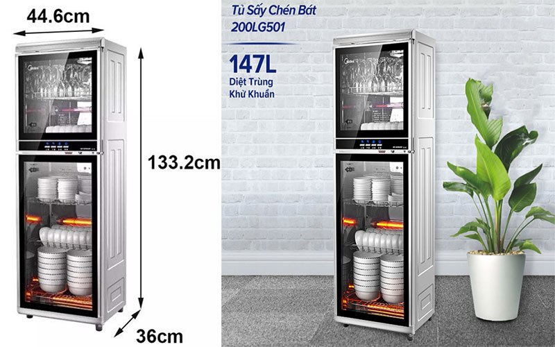 tủ sấy chén bát diệt khuẩn midea zlp 200lg501 - hàng chính hãng