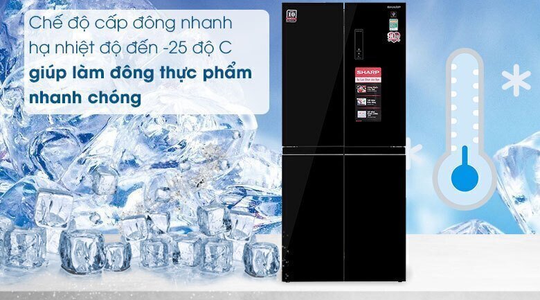 tủ lạnh sharp inverter 404 lít 4 cửa sj-fx420vg-ch (màu vàng)
