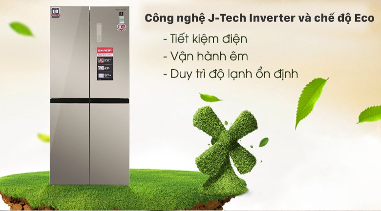tủ lạnh sharp inverter 401 lít sj-fxp480vg-ch