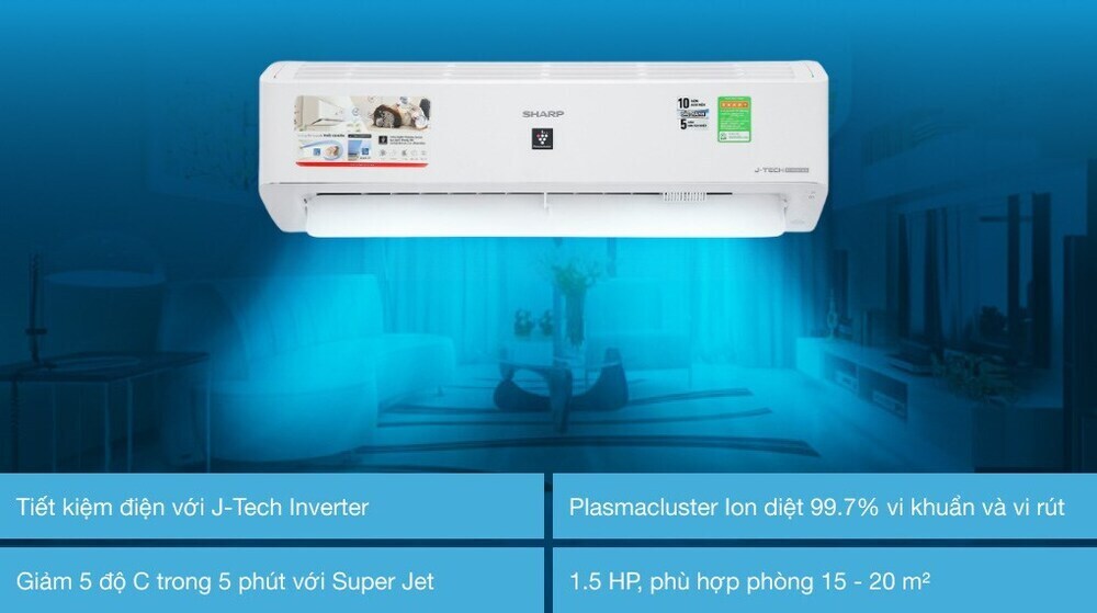 máy lạnh sharp inverter 1.5 hp ah-xp13ymw