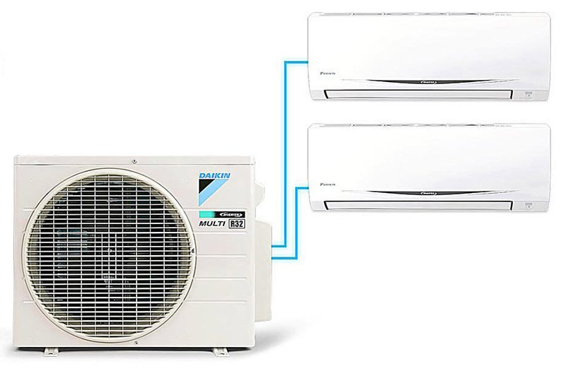 hệ thống máy lạnh daikin multi s inverter 3.0 hp 1 dàn nóng mkc70svmv, 2 dàn lạnh ctkc25rvmv+ctkc50svmv