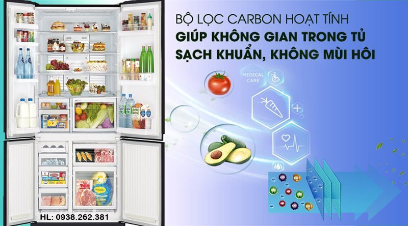 tủ lạnh mitsubishi mr-la78er-gbk 635 lít inverter