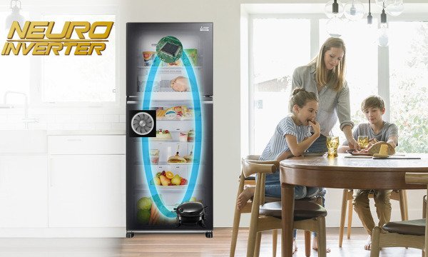 tủ lạnh mitsubishi electric inverter 580 lít mr-la72er-gbk-v đen