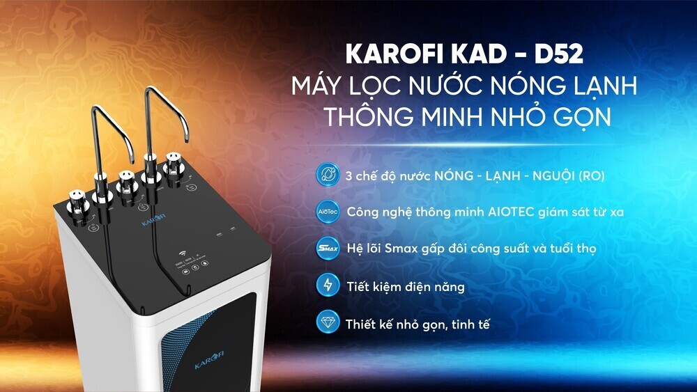 máy lọc nước nóng lạnh karofi kad-d52 10 lõi