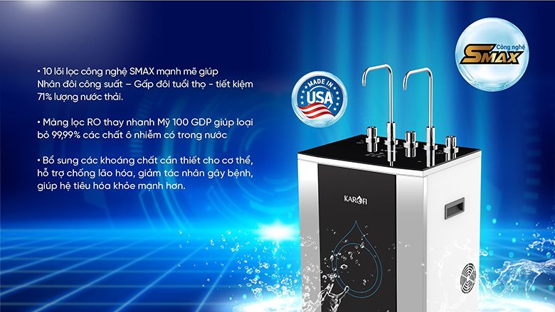máy lọc nước nóng lạnh 10 lõi karofi kad-d50