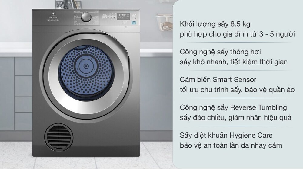 máy sấy thông hơi electrolux 8.5 kg eds854n3sb 1