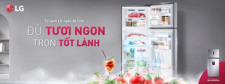 tủ lạnh lg smart inverter 394 lít gn-d392psa