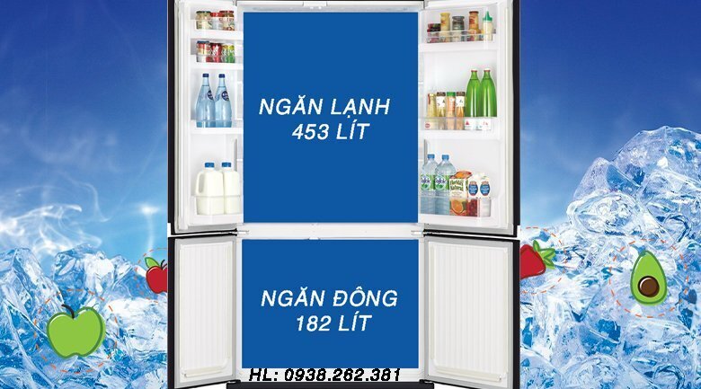 tủ lạnh mitsubishi mr-la78er-gbk 635 lít inverter