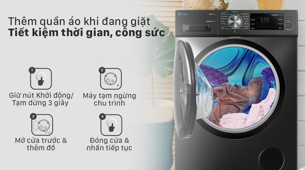 máy giặt casper inverter 12.5 kg wf-125i140bgb