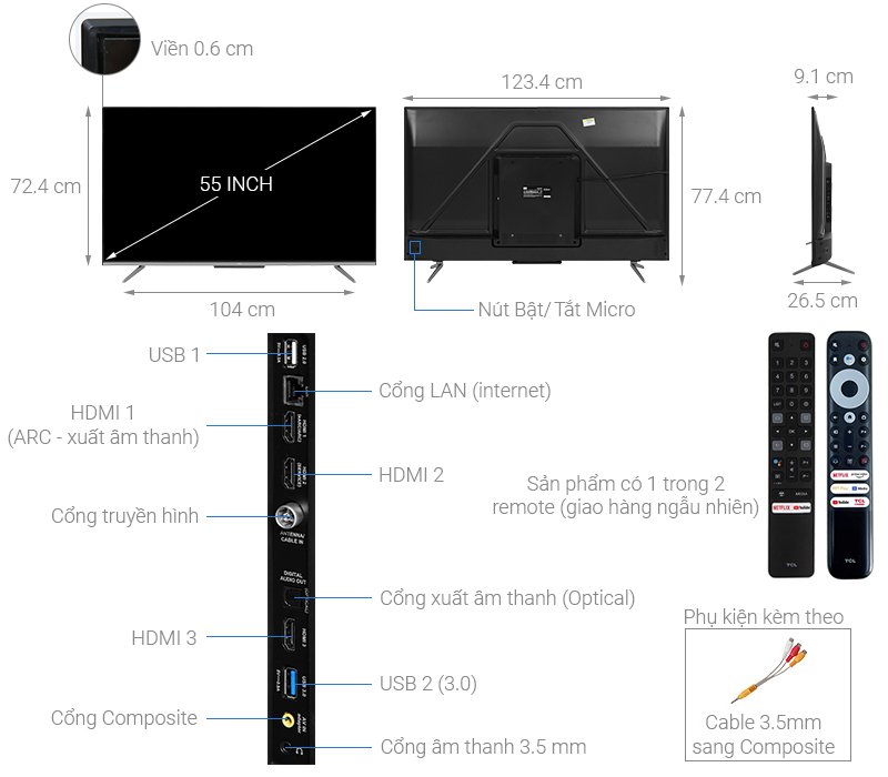 android tivi tcl 4k 55 inch 55p725