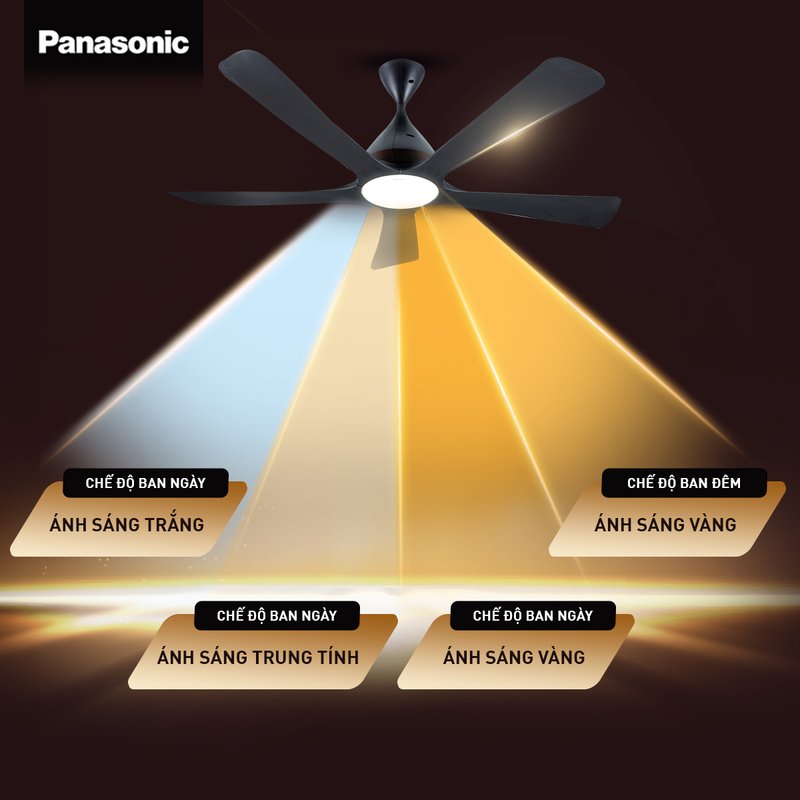 quạt trần 5 cánh panasonic f‑60dgn- có đèn