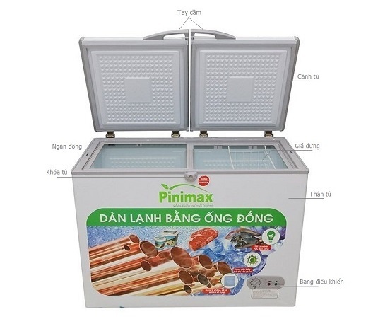 tủ đông pinimax pnm-39af 270 lít, dàn đồng, 1 ngăn
