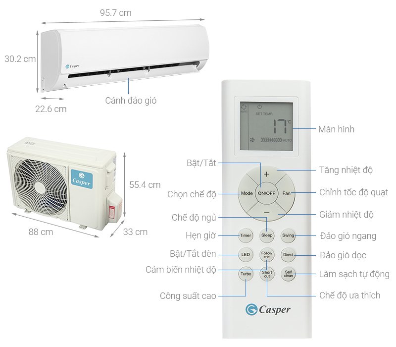 máy lạnh casper 2 hp kc-18fc32