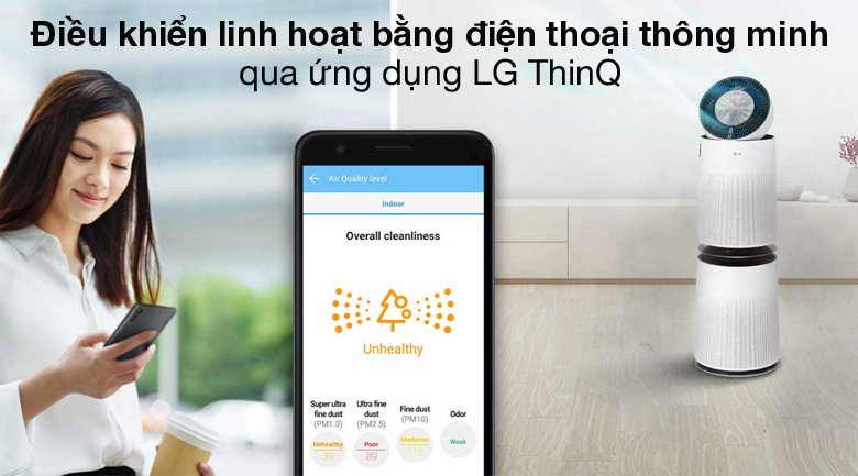 máy lọc không khí 2 tầng lg puricare as10gdwh0.abae