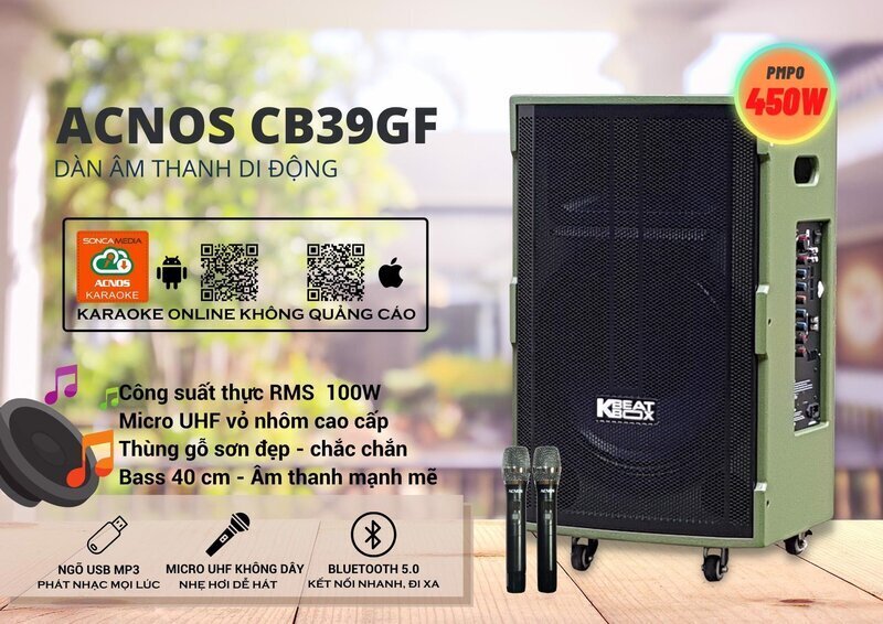 loa kéo acnos cb39gf bass 4 tấc