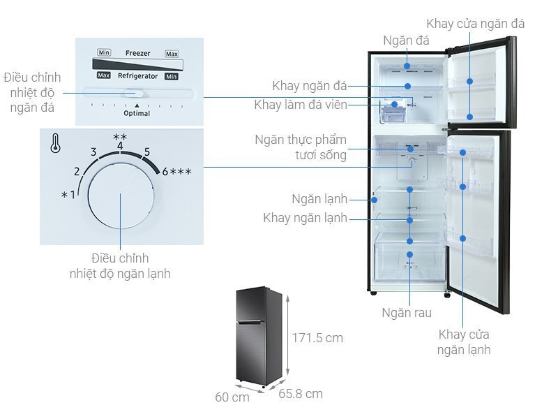 tủ lạnh samsung inverter 322 lít rt32k503jb1/sv