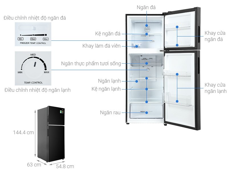 tủ lạnh aqua inverter 245 lít aqr-t259fa(fb)