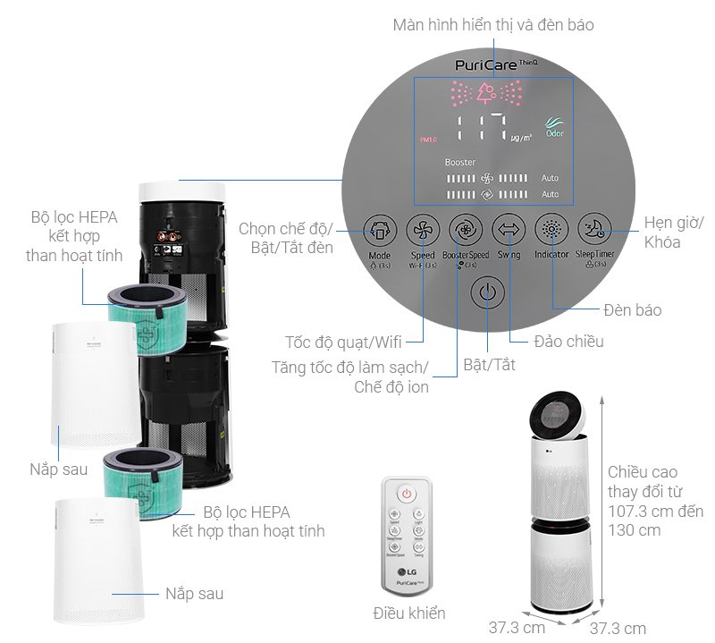 máy lọc không khí 2 tầng lg puricare as10gdwh0.abae
