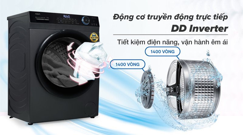 máy giặt aqua inverter 11 kg aqd- d1102g bk