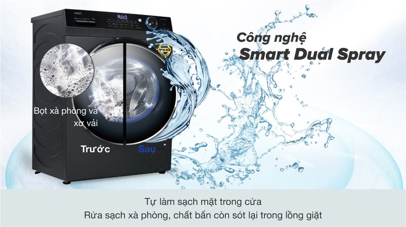 máy giặt aqua inverter 9 kg aqd- d902g bk