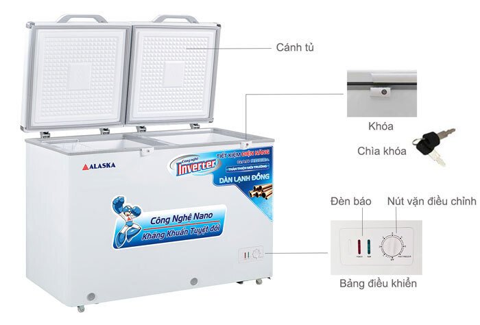 tủ đông mát alaska fca-3600ci inverter 210 lít