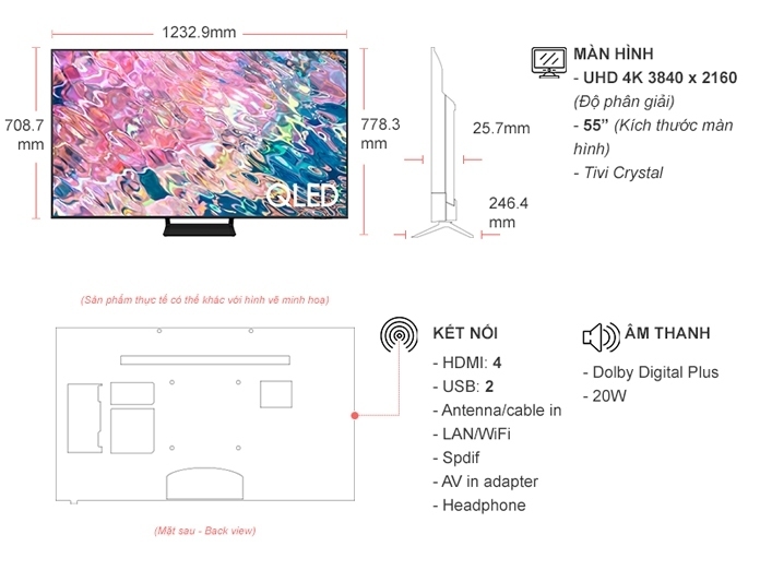smart tivi qled samsung 4k 55 inch qa55q70bakxxv