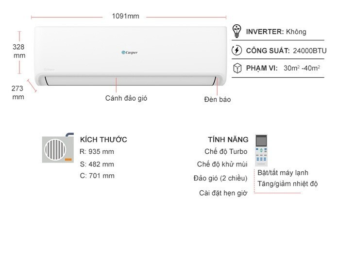 máy lạnh casper 2.5 hp sc-24fs33