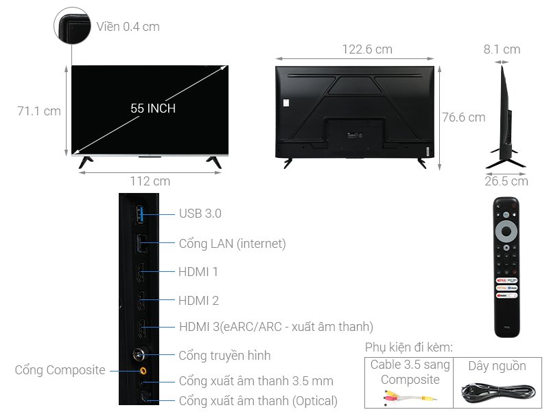google tivi tcl 4k 55 inch 55p737