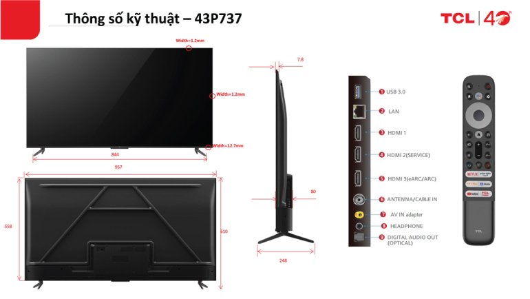 google tivi tcl 4k 43 inch 43p737