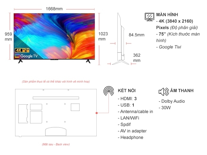 google tivi tcl 4k 75 inch 75p638