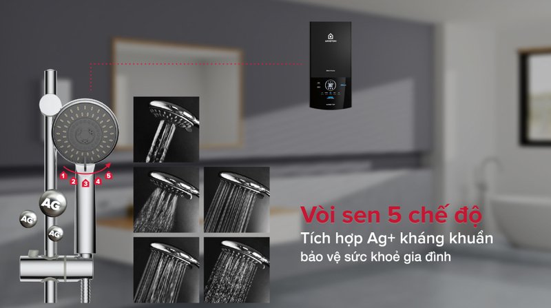 máy nước nóng trực tiếp ariston 4500w aures top 4.5p