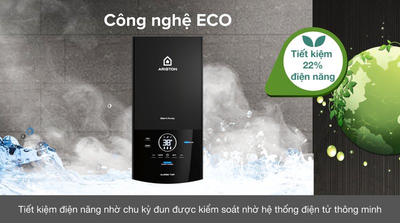 máy nước nóng trực tiếp ariston 4500w aures top 4.5p